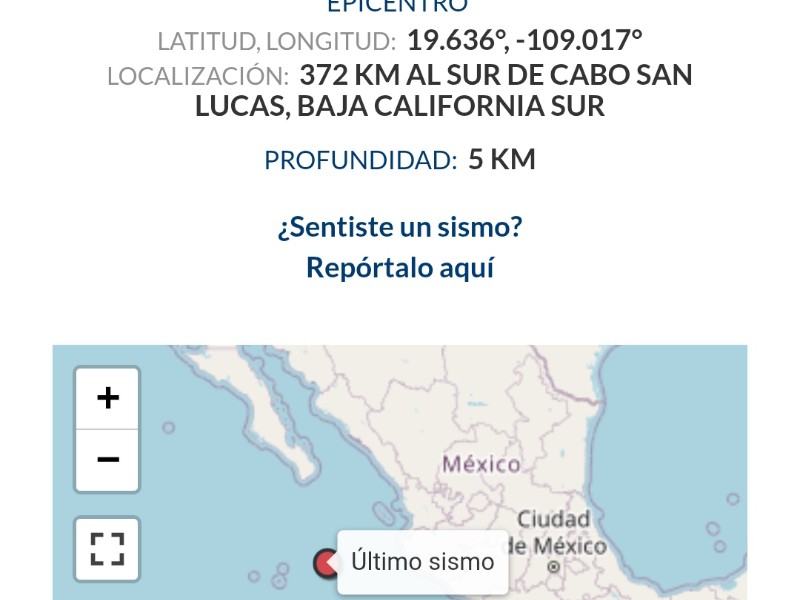 Se registran sismos imperceptibles al sur de CSL