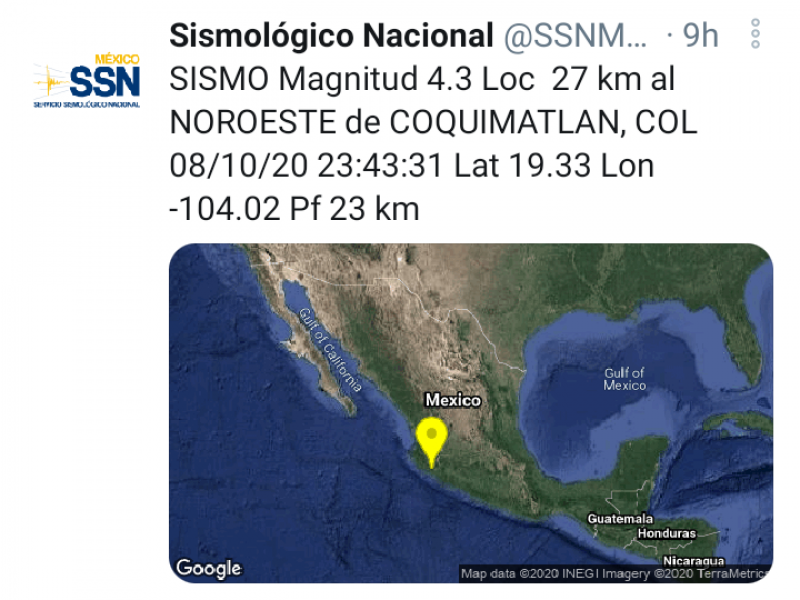 Se registran tres sismos en las últimas horas