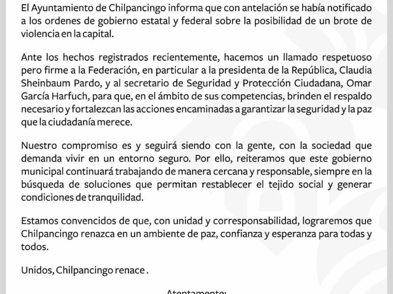 Se solidariza alcalde de Chilpancingo  tras asesinato de Carlos Manzo