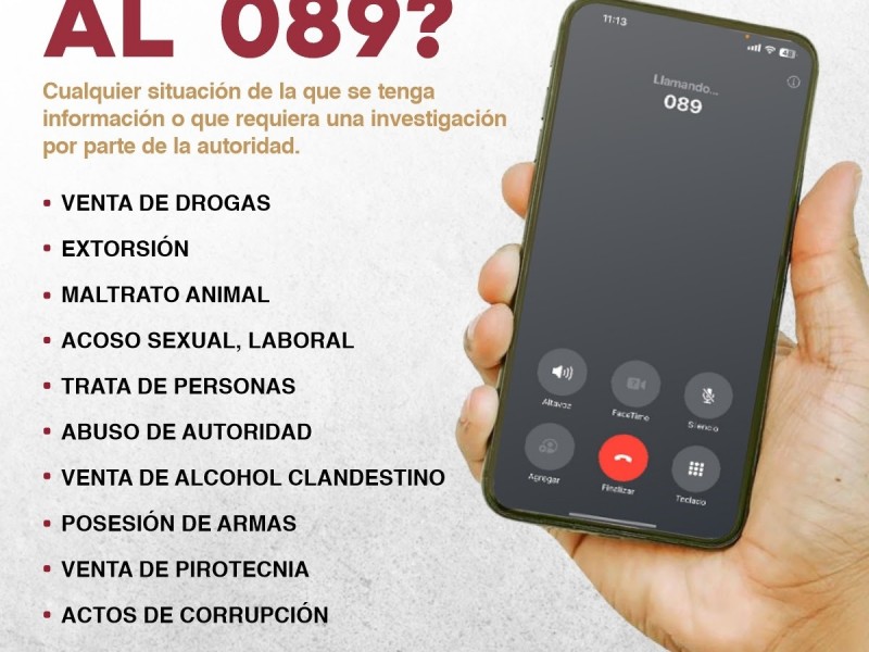 Secretaría de Seguridad fomenta uso de línea 089 de denuncia-anónima