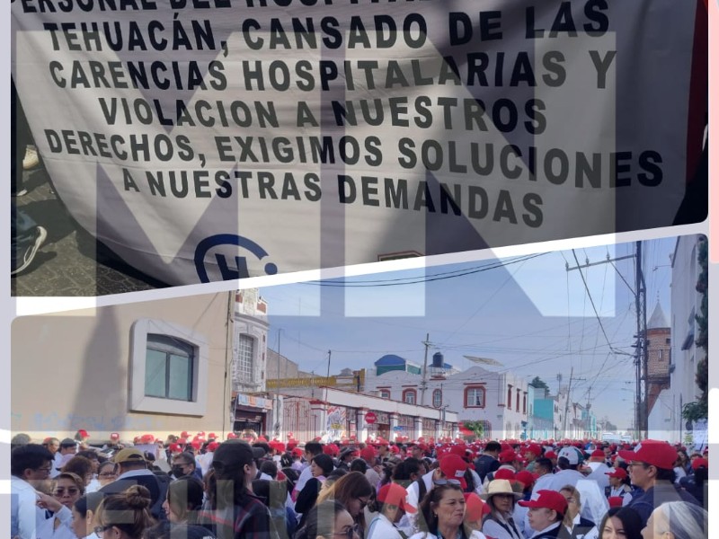 Sector Salud-Tehuacán se manifiesta en Puebla; indigna reacción del gobernador