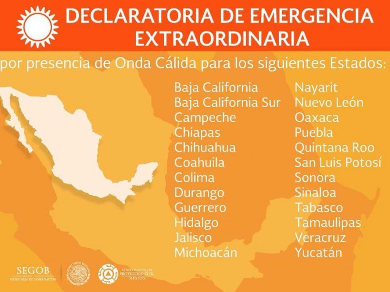 SEGOB declaró Emergencia Extraordinaria por calor