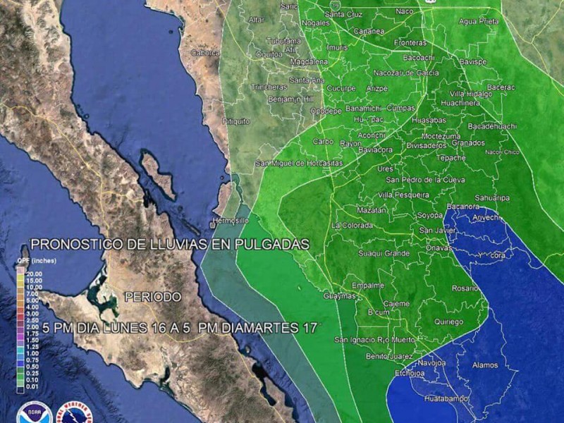 Seguirán las lluvias en Guaymas