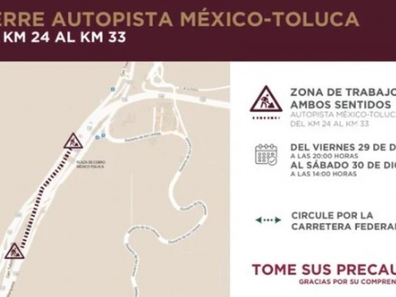 Segundo cierre de carrera México- Toluca; continúan obras de Tren