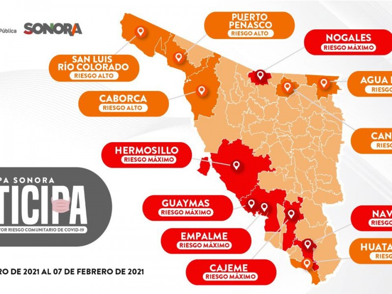 Seis municipios en alerta por riesgo máximo en el Mapa