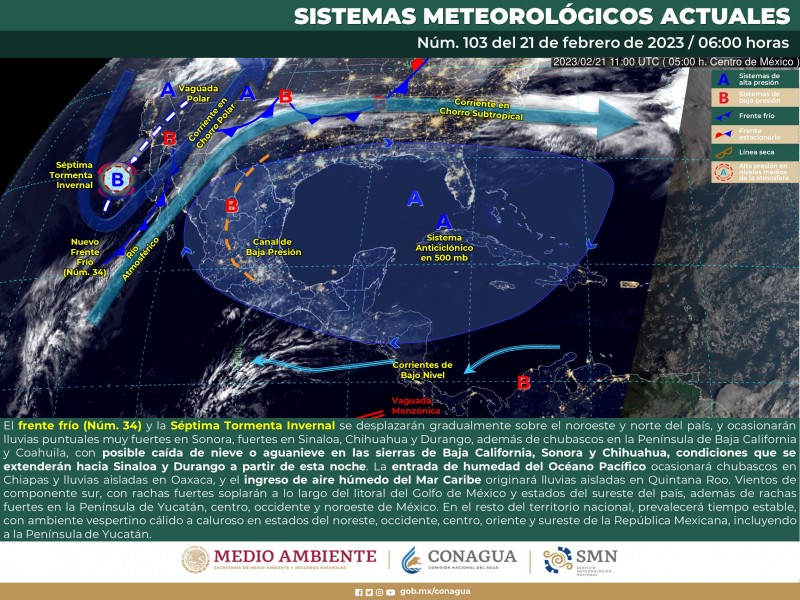 Séptima Tormenta Invernal  dejará lluvias a Sinaloa