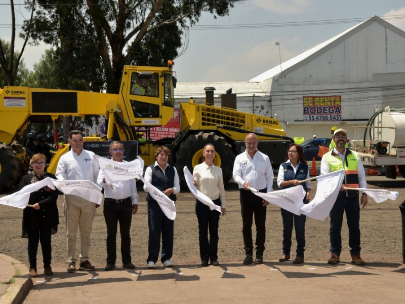 Sheinbaum da banderazo a trenes de repavimentación en oriente del EDOMEX