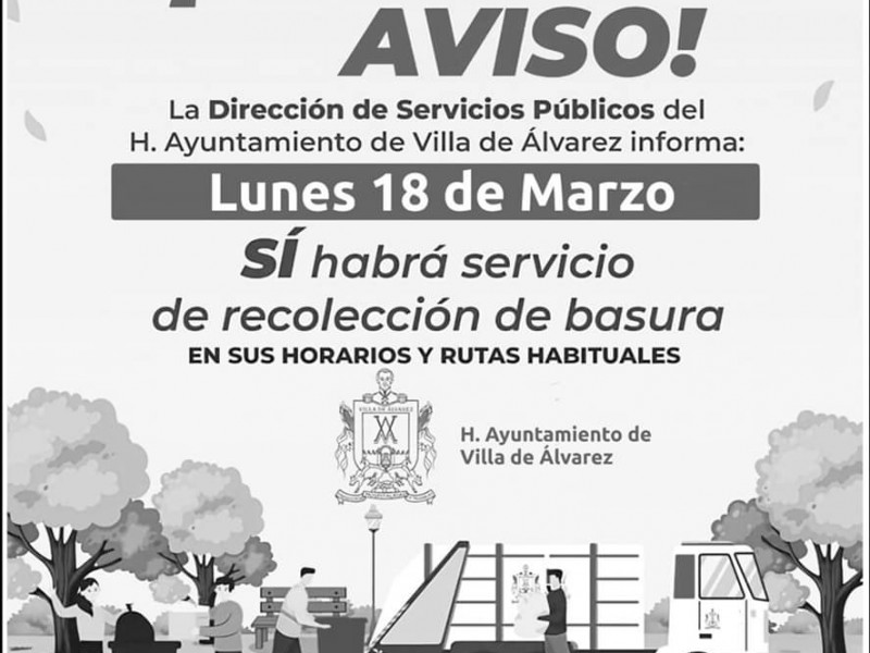 Sí habrá recolección de basura en Villa de Álvarez