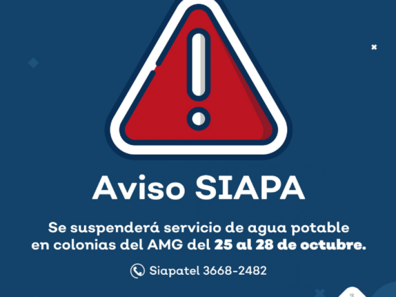 Siapa suspenderá servicio en 101 colonias de ZMG