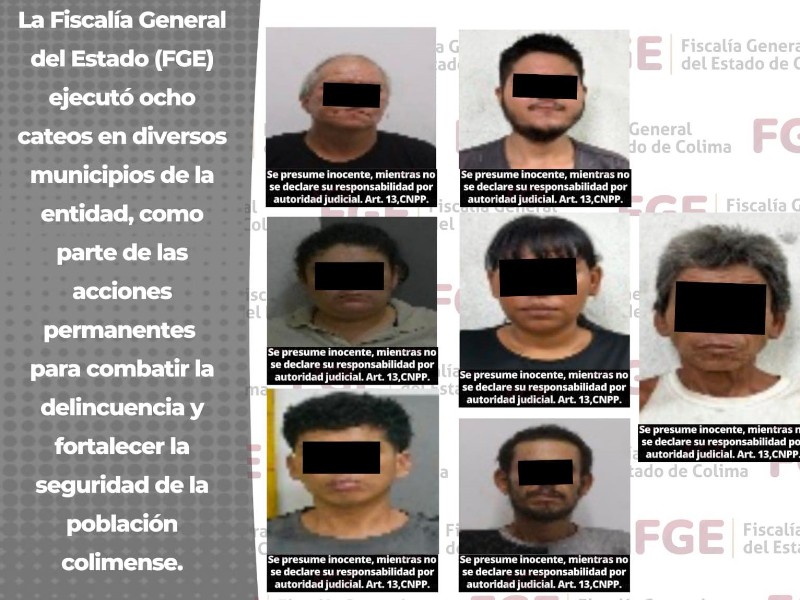 Siete detenidos y droga asegurada en ocho cateos de seguridad