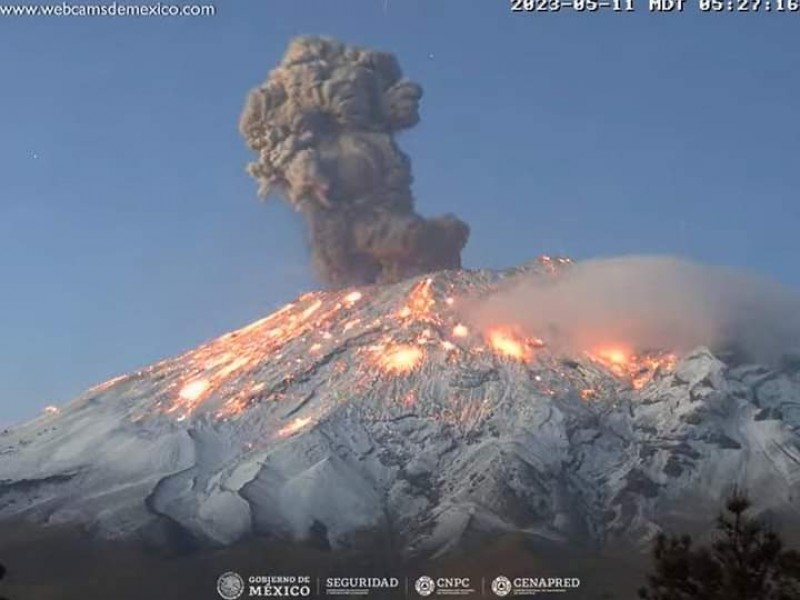 Sigue con actividad volcán Popocatépetl