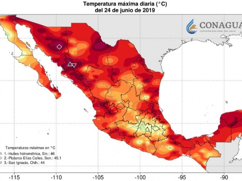 Sigue Sinaloa con las temperaturas más altas