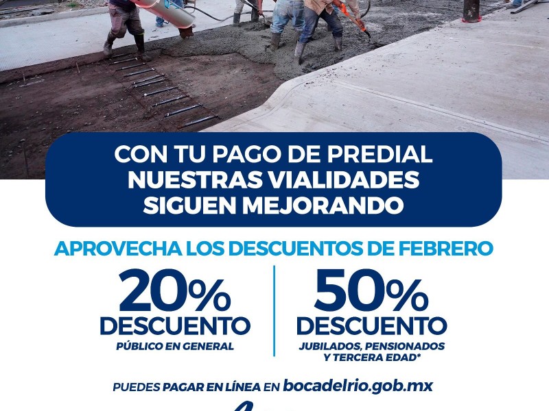 Siguen descuentos de predial en Boca del Río en febrero