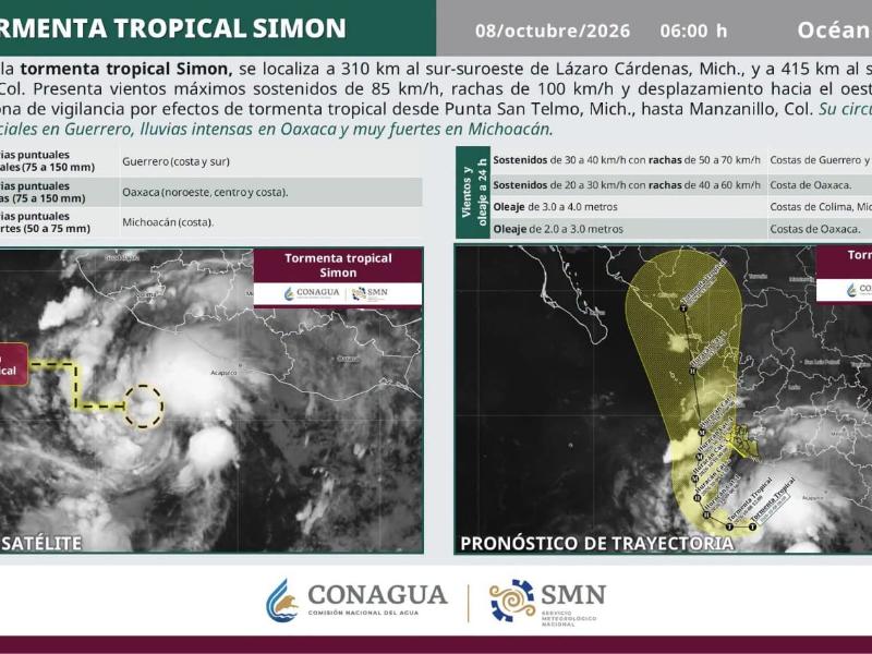 Tormenta tropical Simón mantiene posible impacto en Sinaloa: ¿cuándo llegaría?