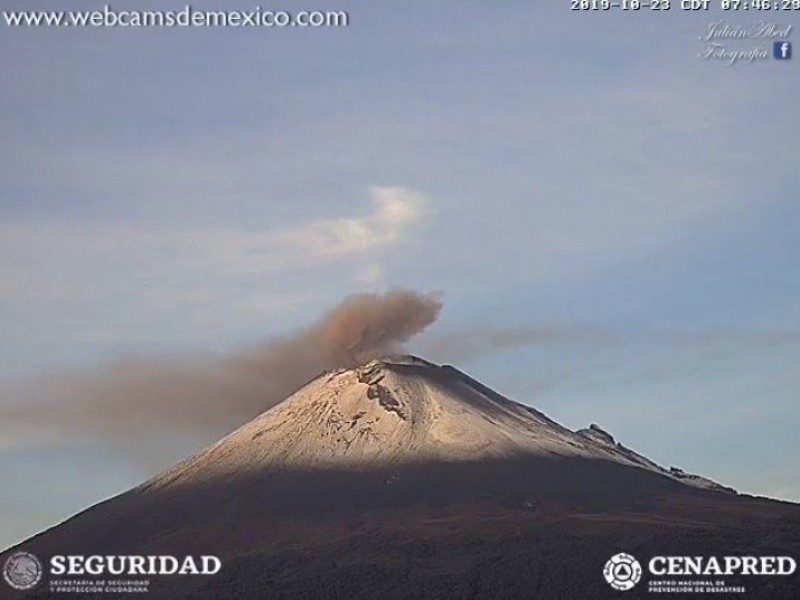 Sin cambios relevantes en el volcán Popocatépetl