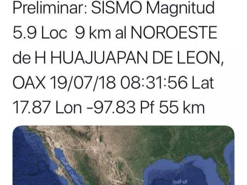 Sin daños por sismo en Edomex