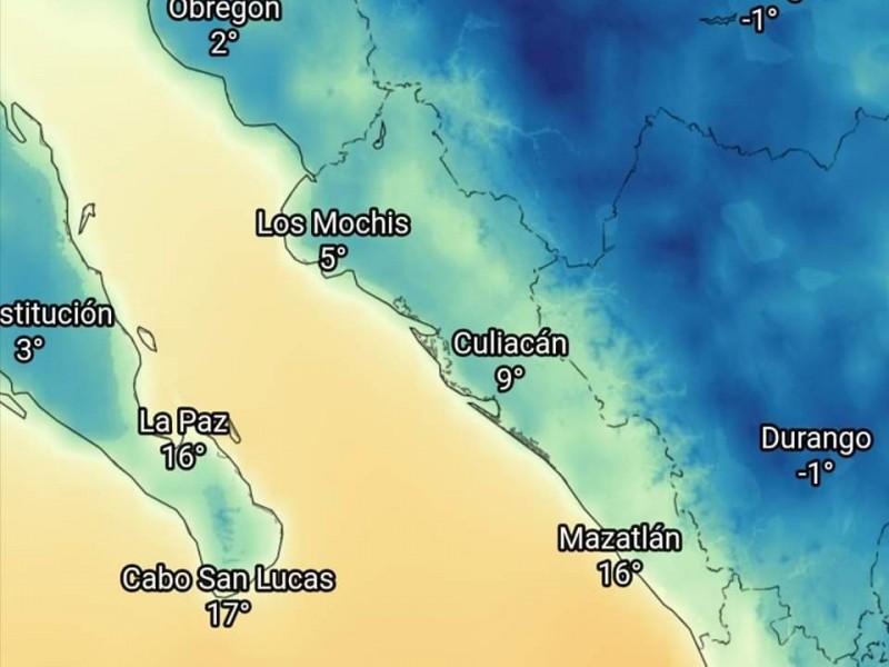 Sinaloa registra hoy el día más frío de la temporada
