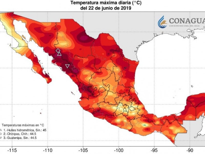 Sinaloa sigue con las temperaturas más altas