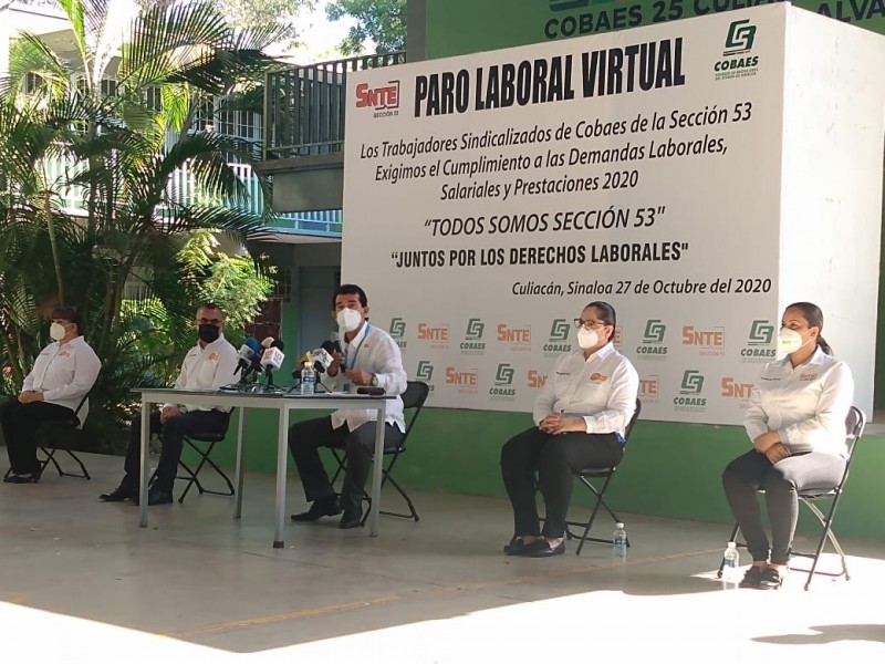 Sindicalizados de COBAES realizan paro virtual