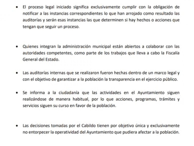 Sindicatura fija postura ante problemas en el gobierno