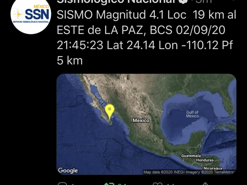 Sismo si fue perceptible en gran parte de La Paz