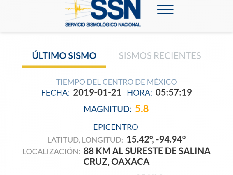 Sismo 5.8 grados se registra en el Istmo