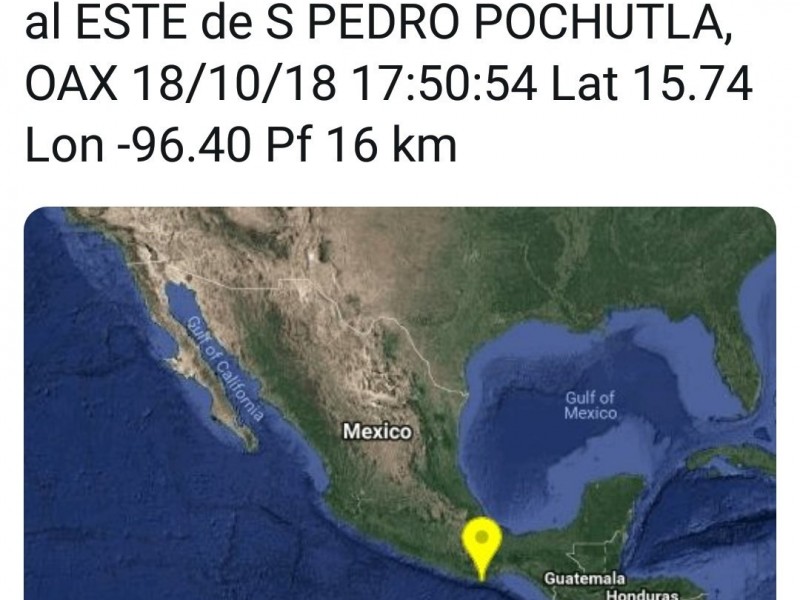 Sismo de 4.2 no registra daños en Pochutla