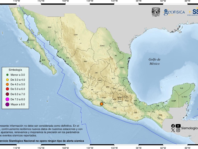 Sismo de 4.8 no causó afectaciones en Colima