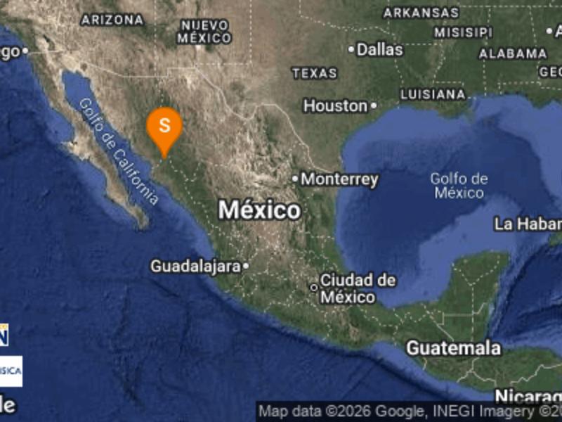 Sismo de magnitud 4.3 se registra al noreste de El Fuerte, Sinaloa