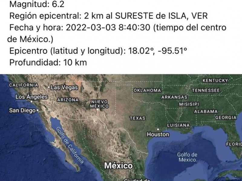 Sismo en Puebla, fue de magnitud 5,7 epicentro en Veracruz