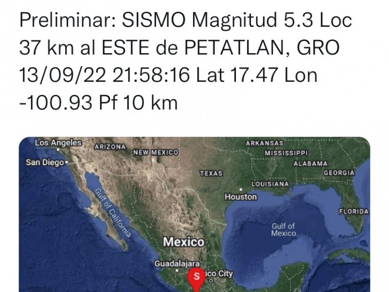 Sismo sacude a Zihuatanejo, Petatlán y La Unión