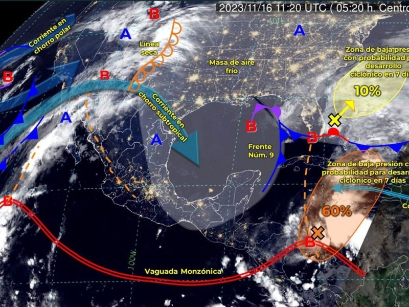 Sistema anticiclónico sobre occidente de México originaría lluvias aisladas