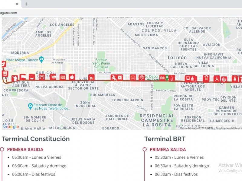 Sitio web revela tarifas y horarios del Metrobús Laguna