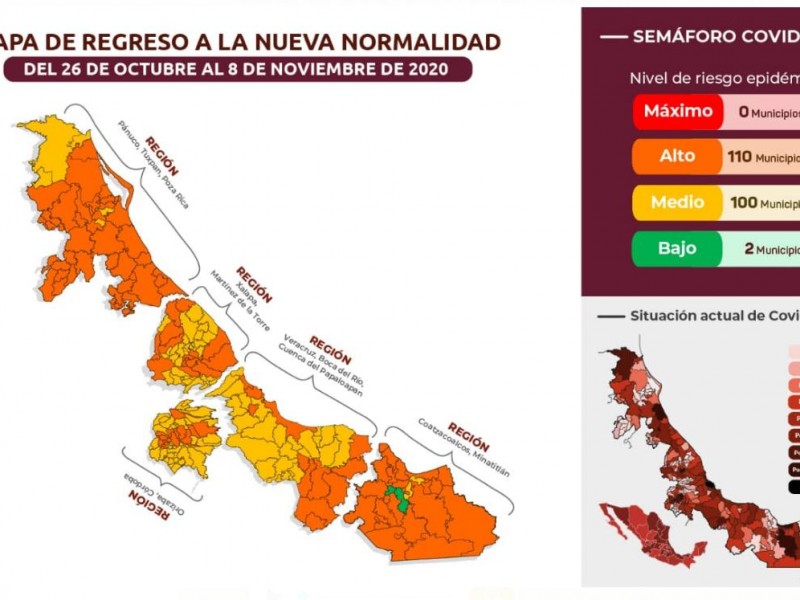 Soconusco y Jáltipan, únicos municipios en semáforo verde: SSA