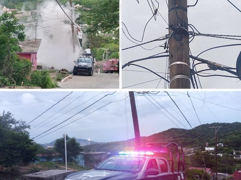 Sofocan incendio de poste de la CFE en La Soledad, Salina Cruz
