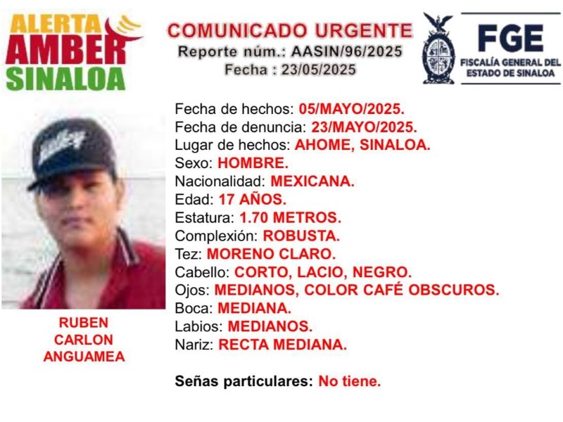 Solicitan apoyo para localizar a Rubén Carlon Angumea