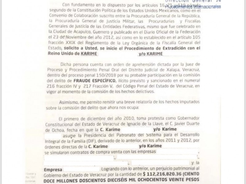 Solicitan aprehensión con fines de extradición de Karime