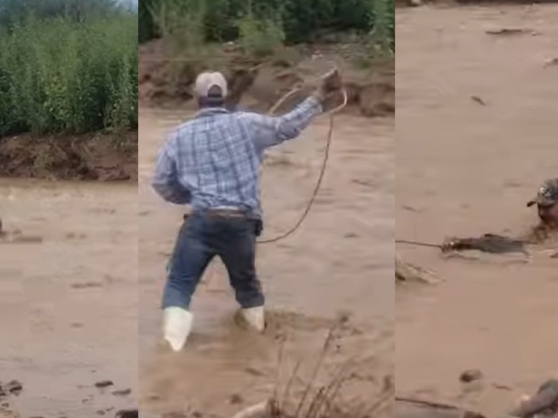 Sonora: Vaquero salva a hombre arrastrado por la corriente