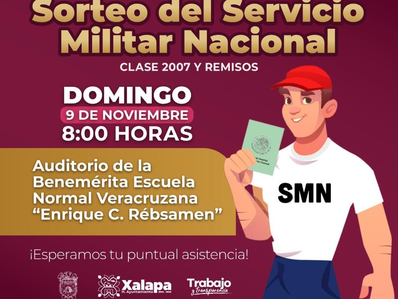Sorteo del Servicio Militar será este domingo en Xalapa