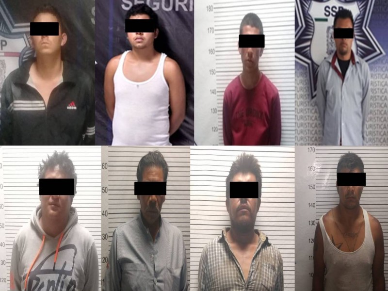 SSP aseguró a 8 masculinos, presuntos delincuentes