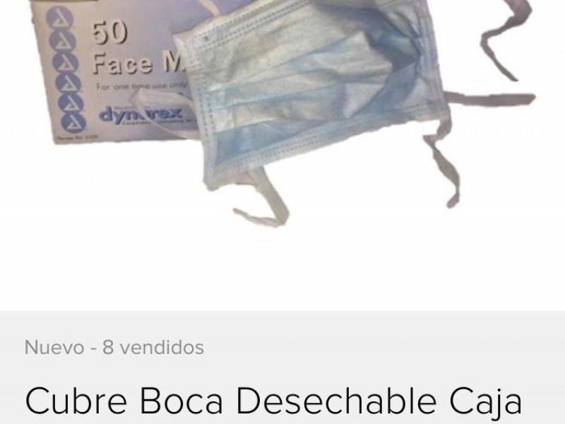 Suben hasta 10 veces el precio de cubrebocas en linea