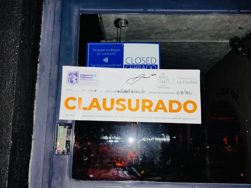 Suma Guadalajara 21 clausuras por incumplir medidas sanitarias