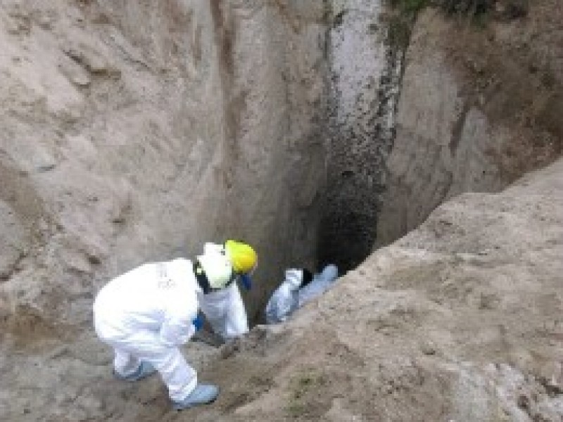 Suman 55 bolsas con restos humanos en fosa