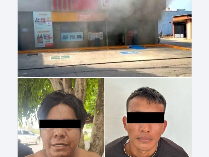 Suman seis detenidos por incendios a tiendas OXXO en Juchitán