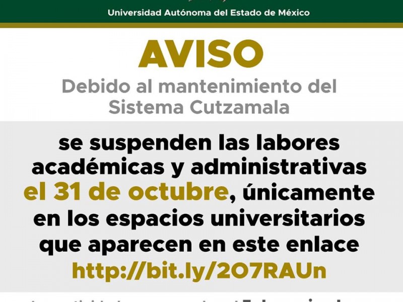 Suspende Clases UAEM por corte de agua