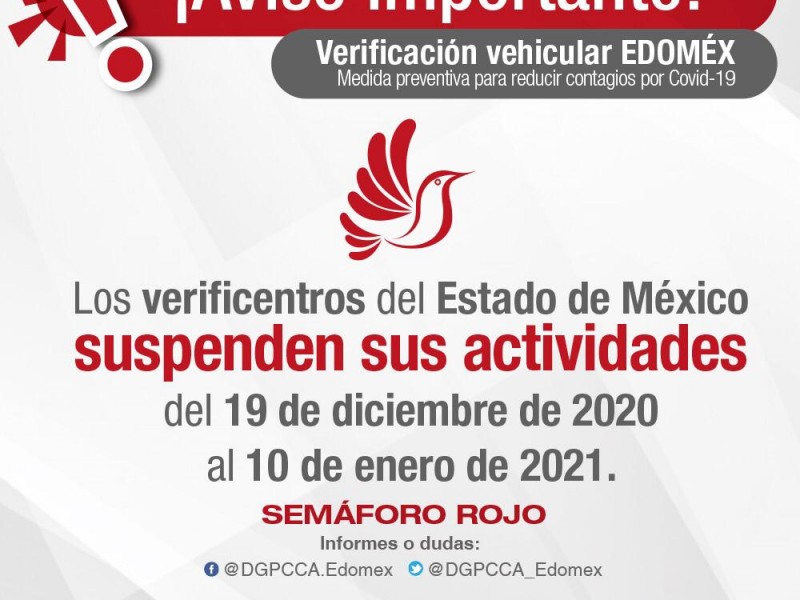 Suspenden actividades centros de verificación por Covid