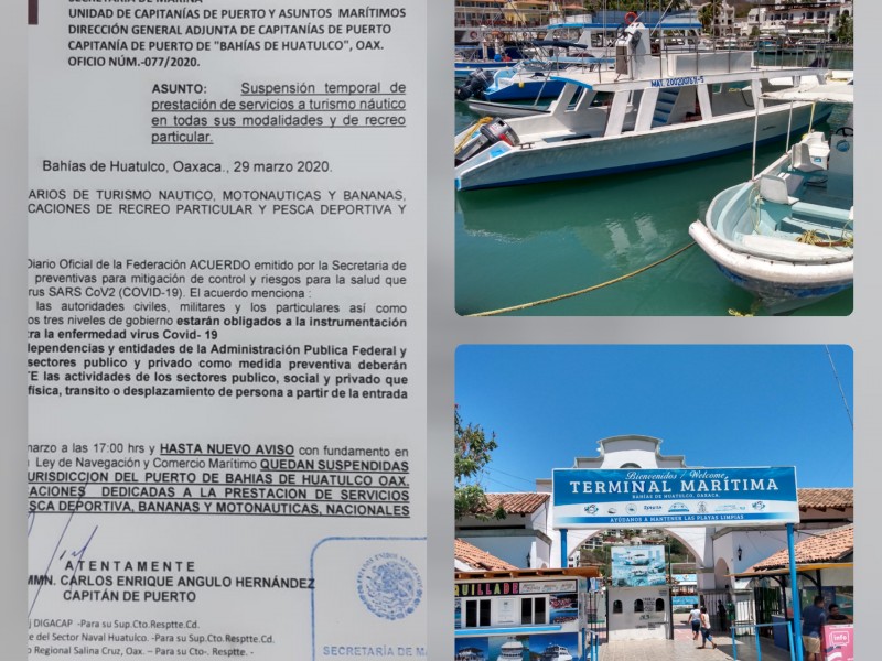 Suspenden actividades turísticas náuticas en Huatulco por Covid-19