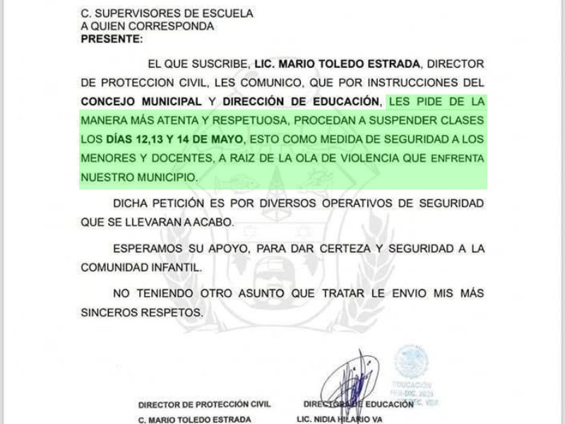 Suspenden clases en Texistepec, tras hechos de violencia