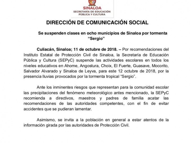 Suspenden clases este viernes