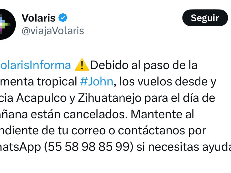 Suspenden vuelos y salidas en camión en Zihuatanejo